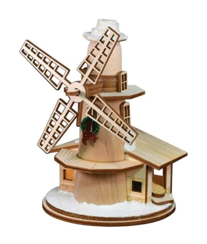 Boutique de Noël Nordic Villages*Table Piece, German Village Windmill, Led Lit