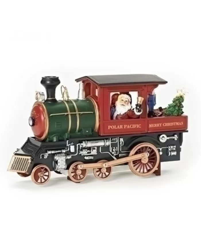 Boutique de Noël Animated And Musical Pieces*Table Piece, Led Lit, Musical Steam Locomotive, With Santa Driving