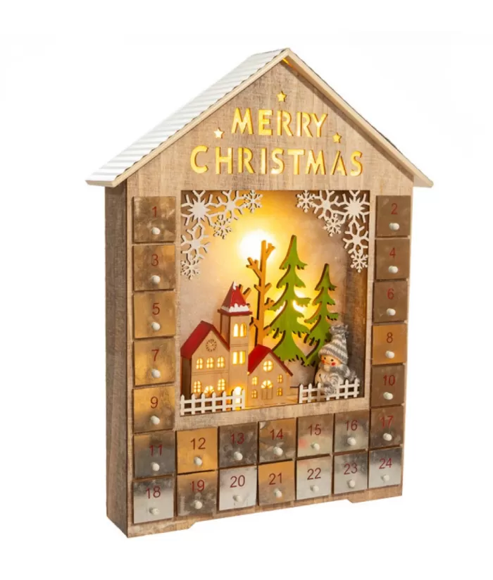 Boutique de Noël Rustic*Table Piece, Ornament, Wooden Advent Calendar