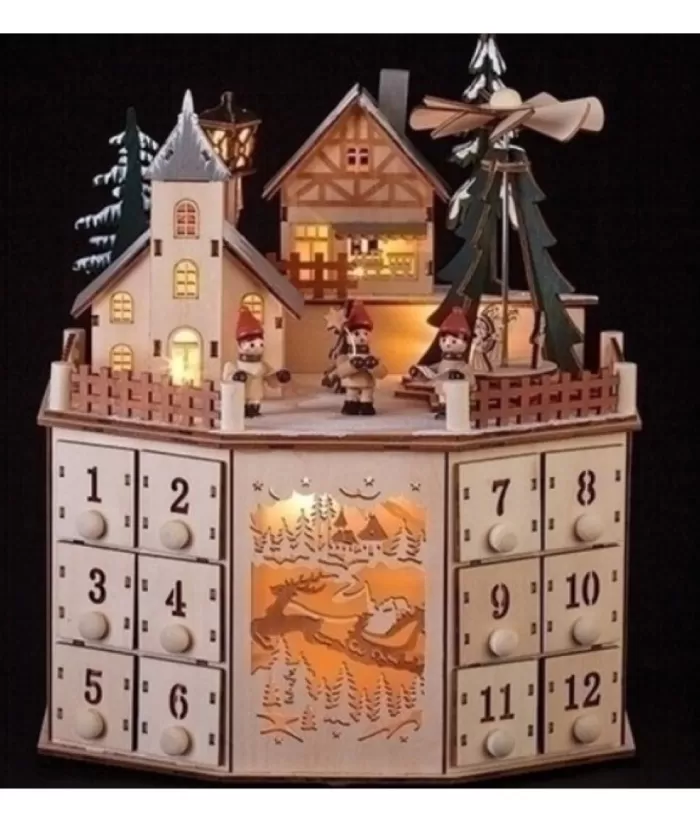 Boutique de Noël Rustic*Table Piece, Wooden German Style Advent Calendar