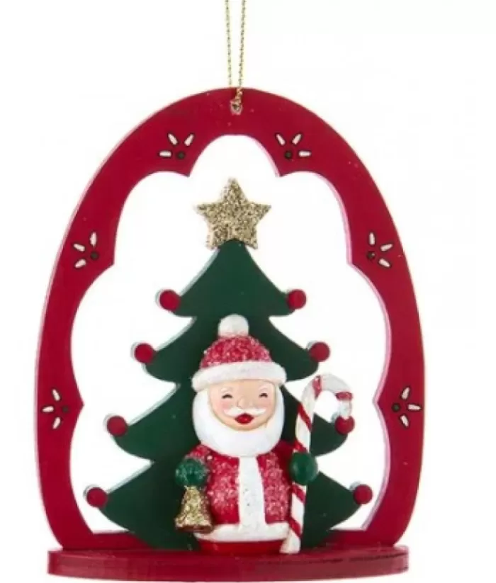 Boutique de Noël Christmas Classics*Traditional German Design Red Arch With Santa, Ornament