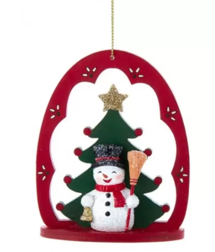 Boutique de Noël Winter Wonderland*Traditional German Red Arch, With Snowman. Tree Ornament