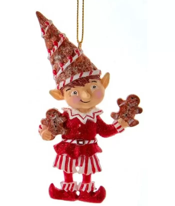 Hot Tree Ornament, Peppermint Elf With Cookies Gingerbread & Candy