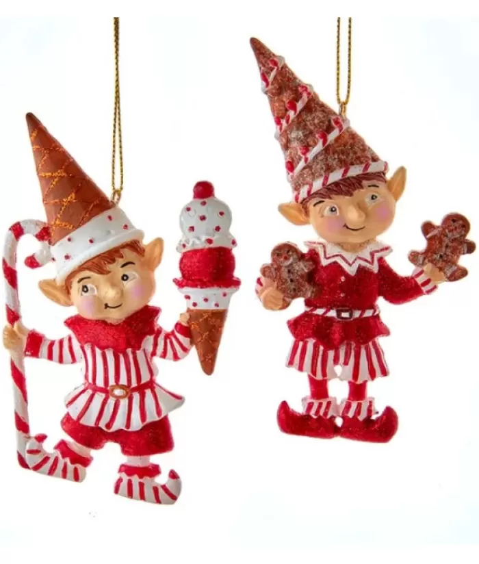 Hot Tree Ornament, Peppermint Elf With Cookies Gingerbread & Candy