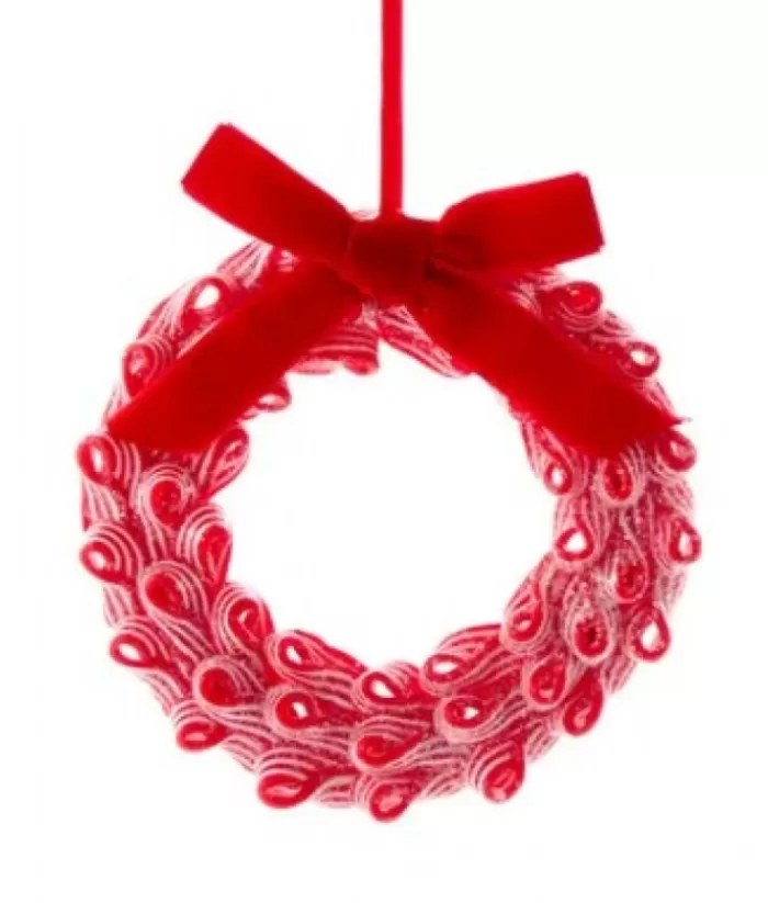 Boutique de Noël Ginger Bread & Candy Shoppe*Tree Ornament, Red Peppermint Wreath