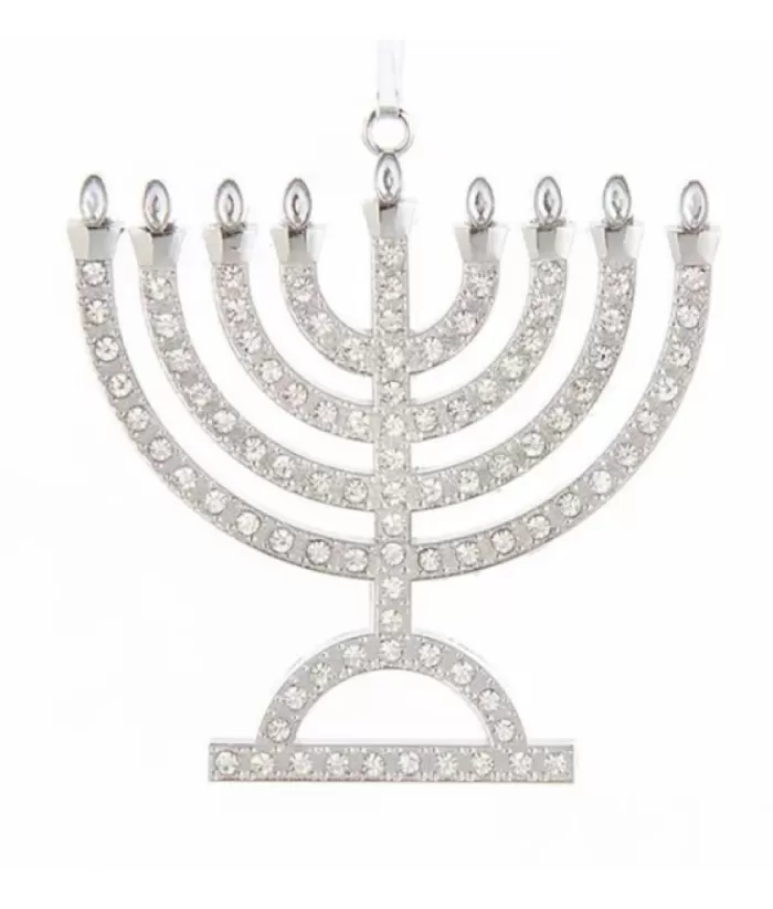 Boutique de Noël Religion*Tree Ornament, Silver Hanukkah Menorah