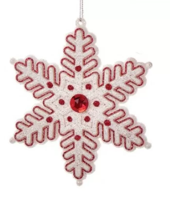 Store Tree Ornament, White And Red Candy Cane Snowflake Snowflakes & Stars