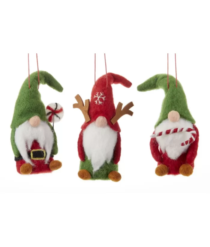 Fashion Tree Ornament, Woolen Gnome With A Candy Cane Woolly