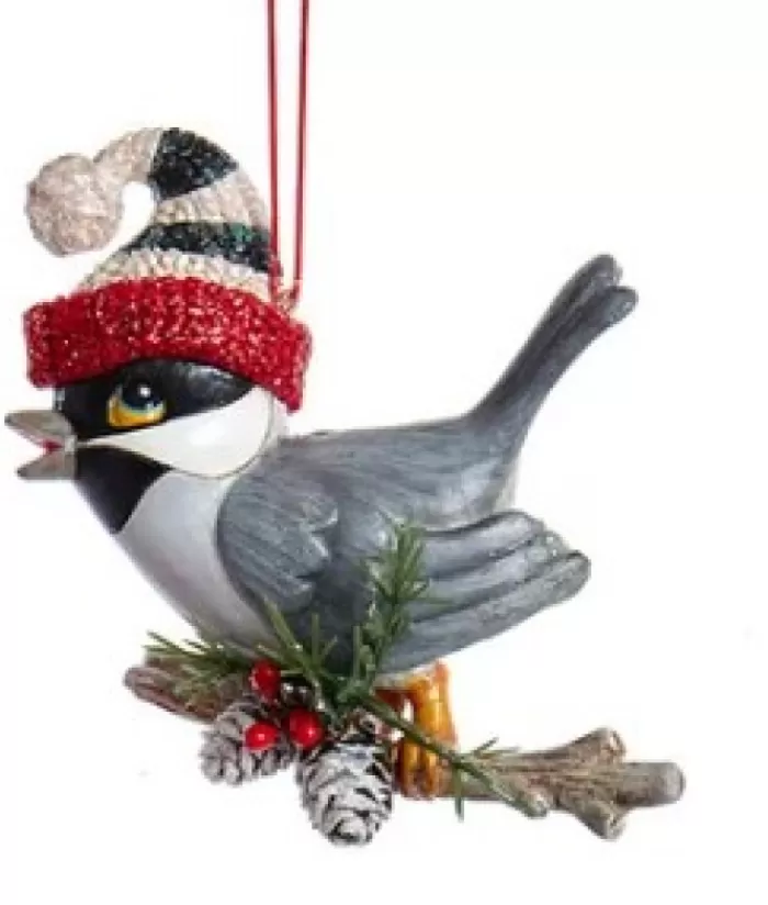 Best Sale Whimsical Chickadee With Santa Hat, Ornament Animals