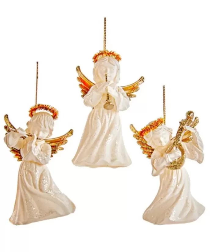 Boutique de Noël Christmas Classics*White And Gold Angel With Mandolin Ornament