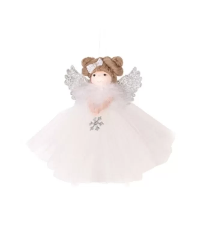 Boutique de Noël Winter Wonderland*White Fabric Angel Ornament With Snowflake Design