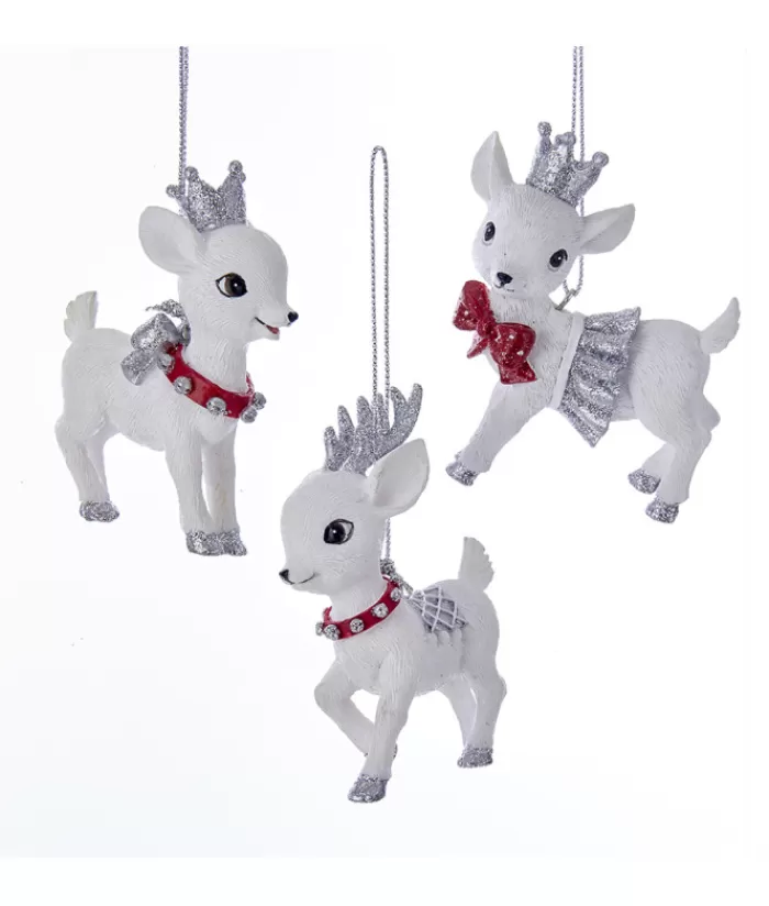 Best White Reindeer With Bow Ornament Family & Friends