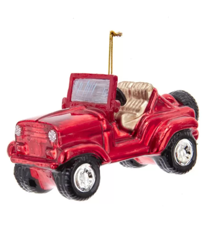 Flash Sale Willy`S Jeep In Red, Glass Ornament Miscellaneous