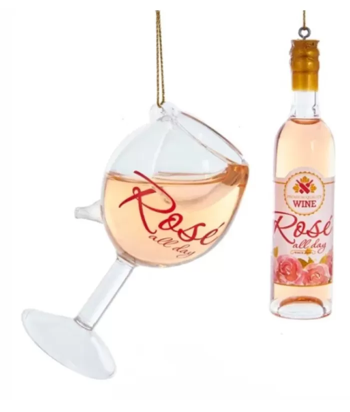 Boutique de Noël Wine Lovers*Wine Lovers Glass Ornament, Rose