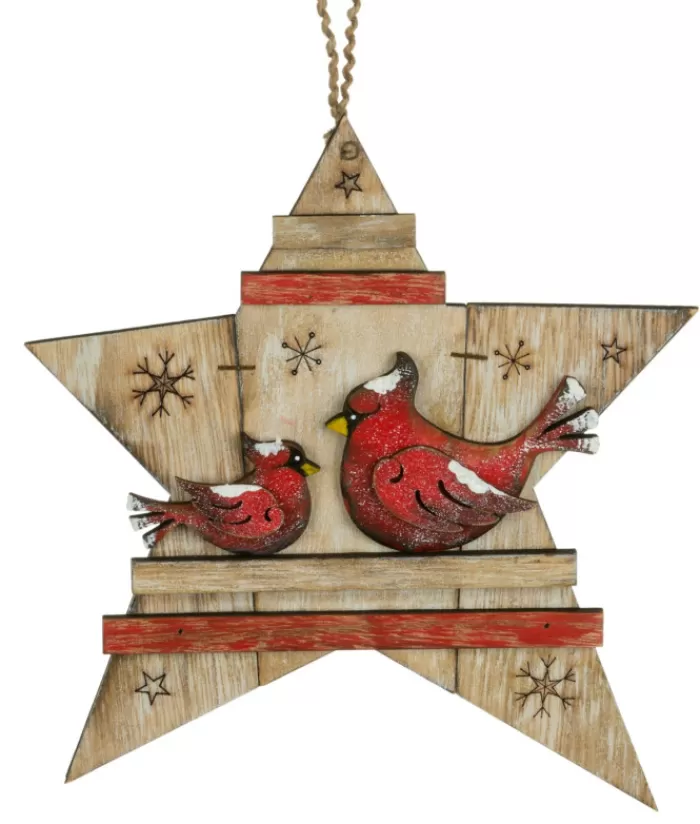 Hot Wooden Star With Cardinals Miscellaneous