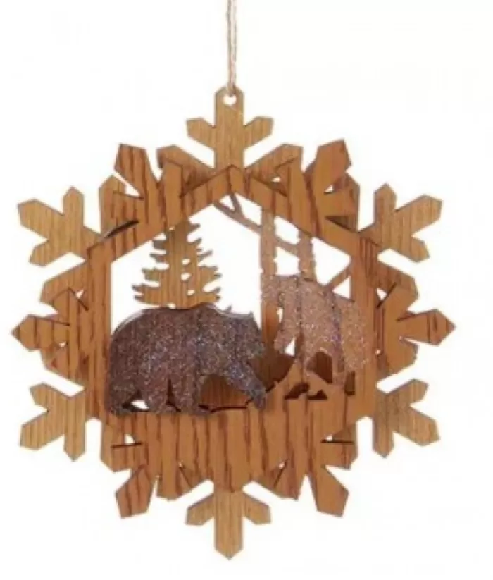 Boutique de Noël Rustic*Wooden Wreath With Bear Ornament