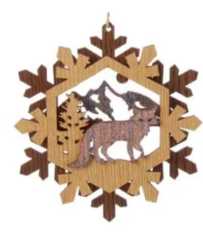 Fashion Wooden Wreath With Fox Ornament Snowflakes & Stars