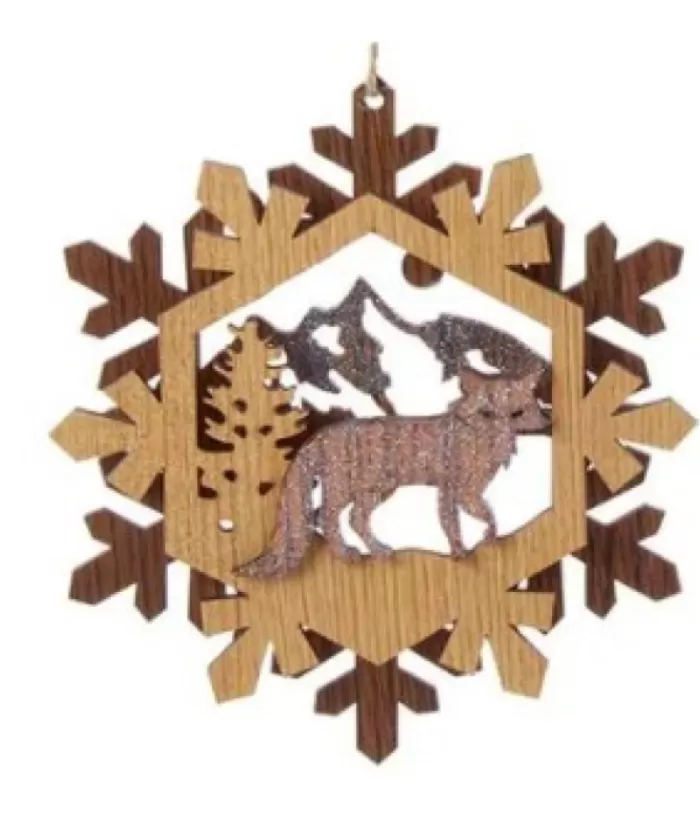 Boutique de Noël Rustic*Wooden Wreath With Fox Ornament