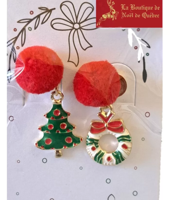 Online Xmas Pom-Pom Earrings Jewelry