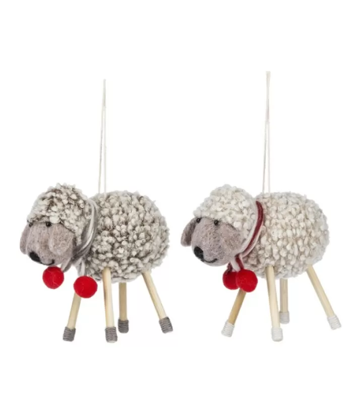 Fashion Xmas Tree Ornament, Grey Woolly Sheep Animals