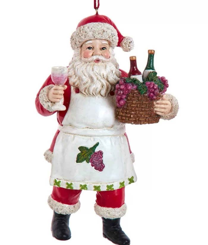 Sale Xmas Tree Ornament, Santa With Wine Basket Beer & Wine