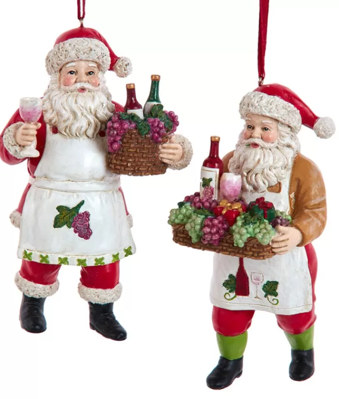 Sale Xmas Tree Ornament, Santa With Wine Basket Beer & Wine