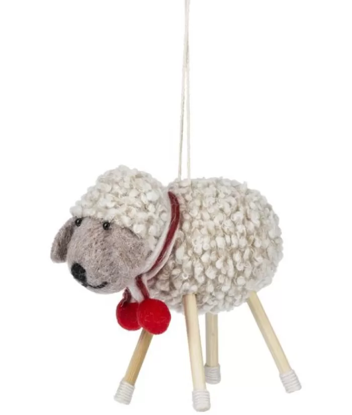 Outlet Xmas Tree Ornament, White Woolly Sheep Woolly