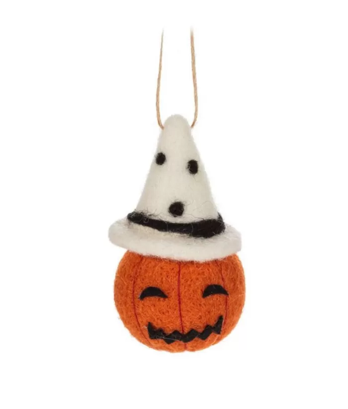 Boutique de Noël Autumn & Halloween*Xmas Tree Ornament, Wool Fabric Pumpkin Head