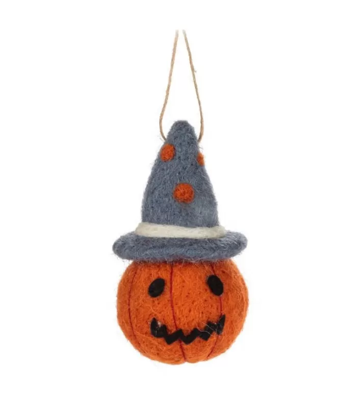 Boutique de Noël Autumn & Halloween*Xmas Tree Ornament, Wool Fabric Pumpkin Head