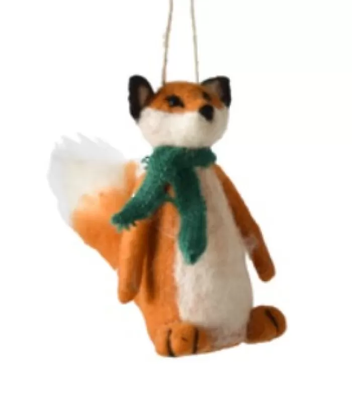 Best Sale Xmas Tree Ornament, Woollen Red Fox With Knit Scarf Woolly