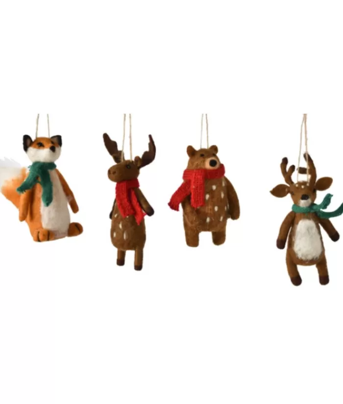 Best Sale Xmas Tree Ornament, Woollen Red Fox With Knit Scarf Woolly