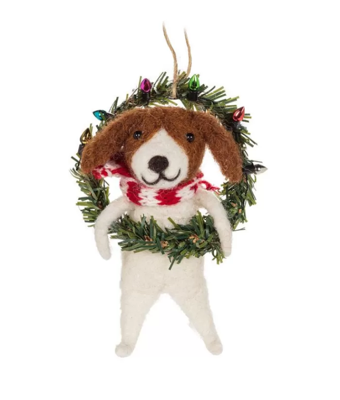 Shop Xmas Tree Ornament, Woolly Dog With Christmas Wreath Woolly