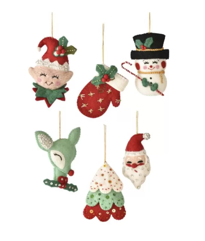 New Xmas Tree Ornament, Woolly Elf'S Head With Holly Gnomes & Elves