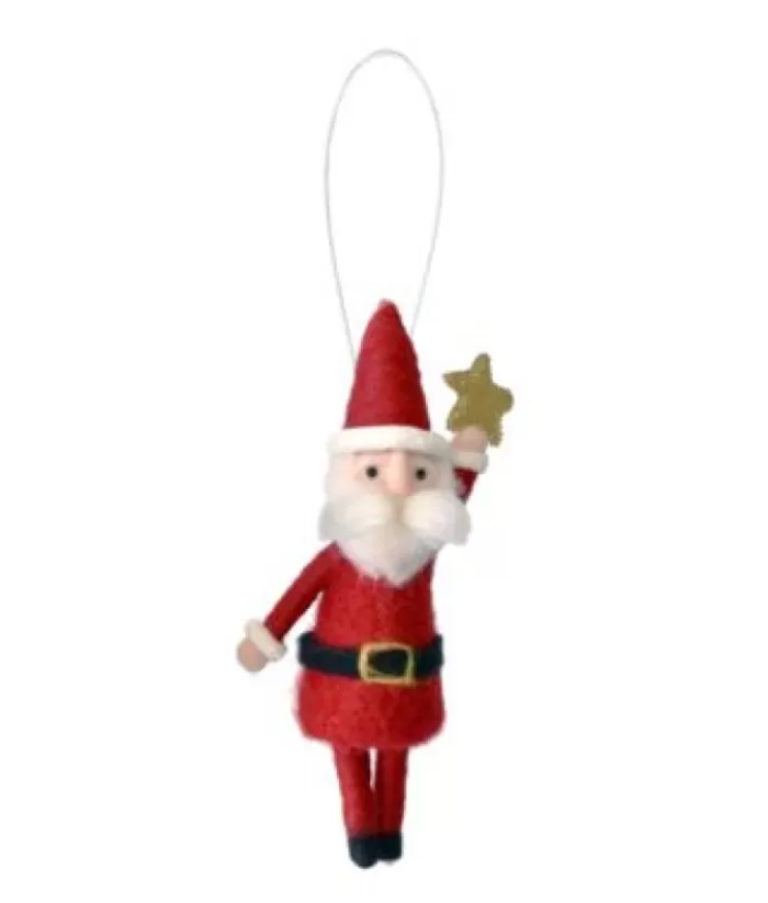 Boutique de Noël Santa'S Workshop*Xmas Tree Ornament, Woolly Santa Claus Holding A Star Aloft