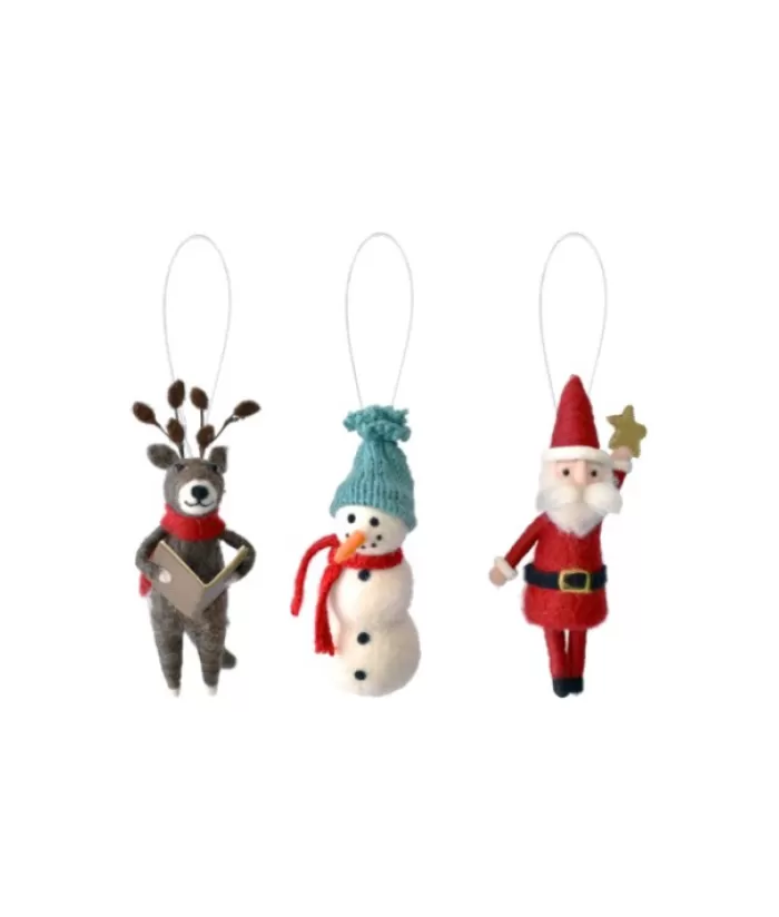 Store Xmas Tree Ornament, Woolly Santa Claus Holding A Star Aloft Angels & Santas
