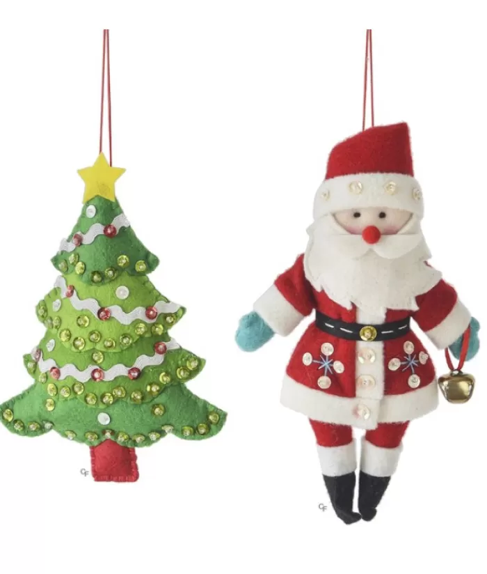 Shop Xmas Tree Ornament, Woolly Santa Claus With Sequins On His Red Coat, 8" Angels & Santas