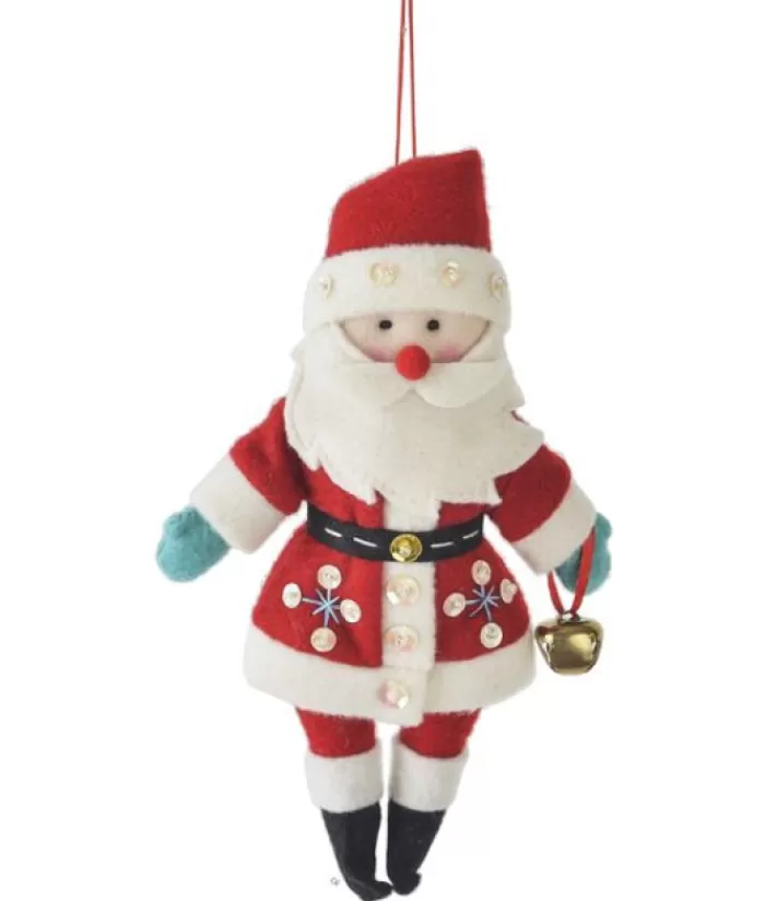 Shop Xmas Tree Ornament, Woolly Santa Claus With Sequins On His Red Coat, 8" Angels & Santas