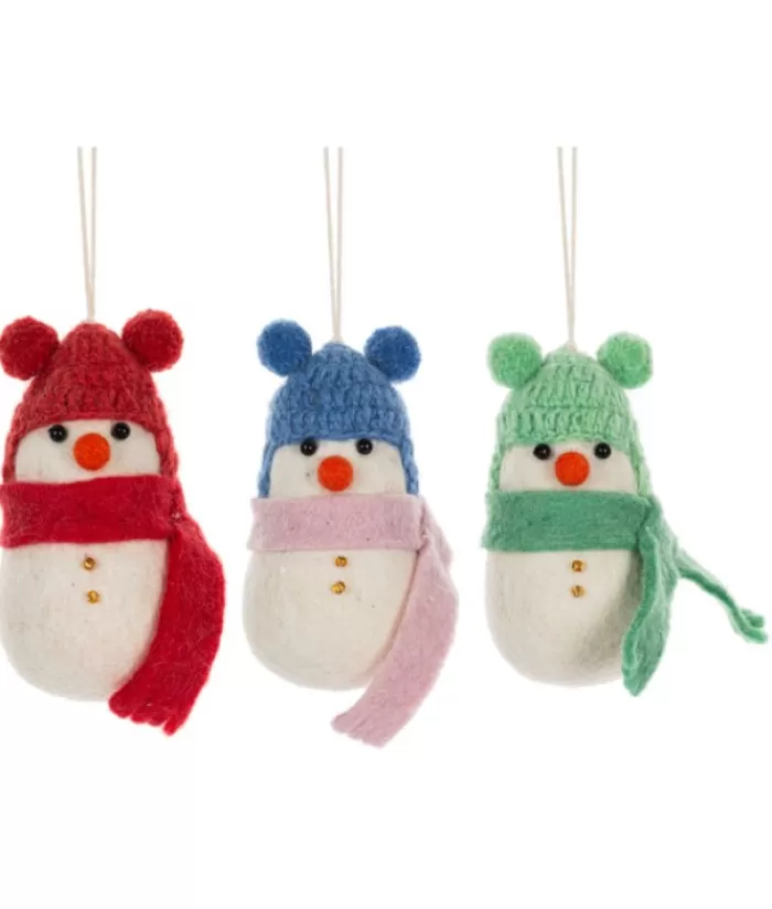 Fashion Xmas Tree Ornament, Woolly Snowman With Blue Toque Woolly