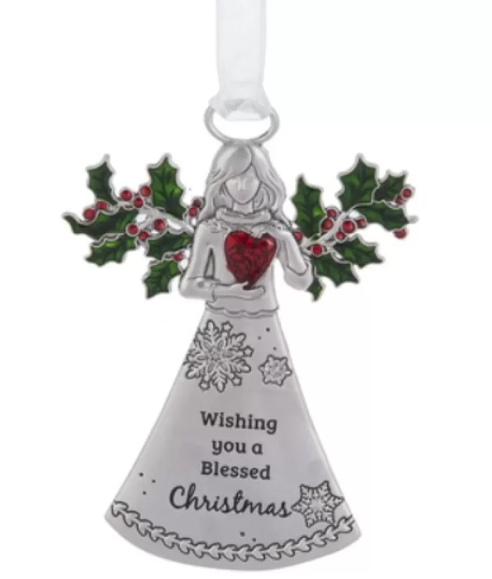 Cheap Zinc Angel Ornament, With Christmas Blessings Angels & Santas