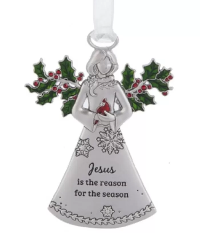 Boutique de Noël Family & Friends*Zinc Angel Ornament, With "Jesus" Message