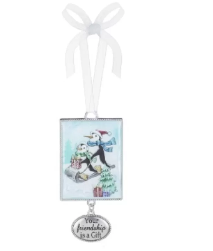 Best Sale Zinc Plaque Ornament, 2", With Penguins And "Friendship" Message Favorites