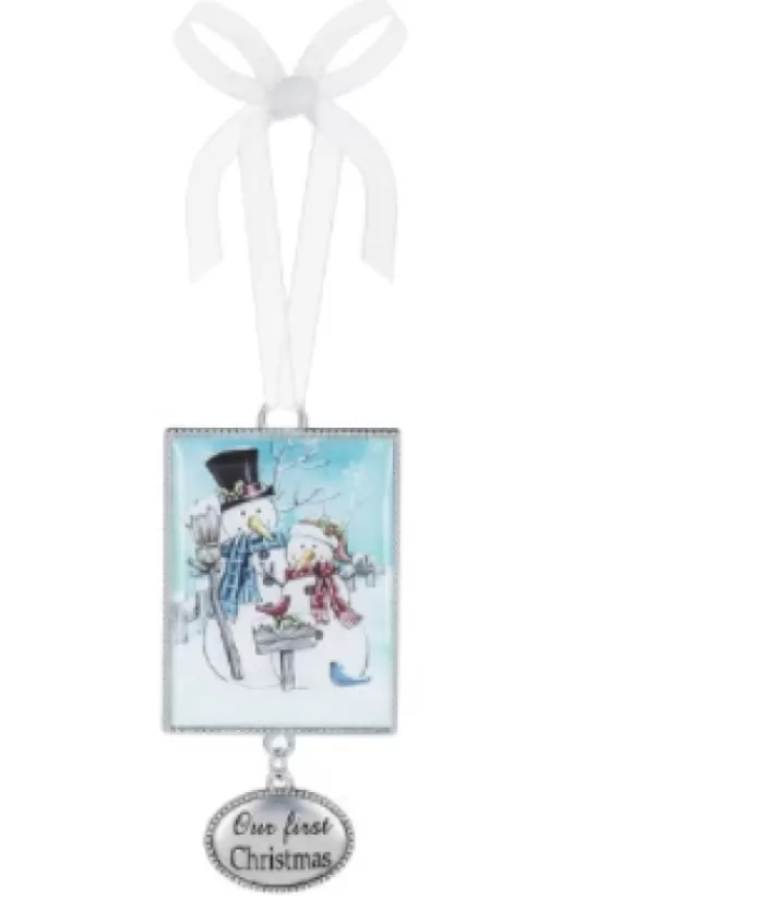 Best Sale Zinc Plaque Ornament, 2In, With Snowmen And Message (1St Xmas) First Christmas