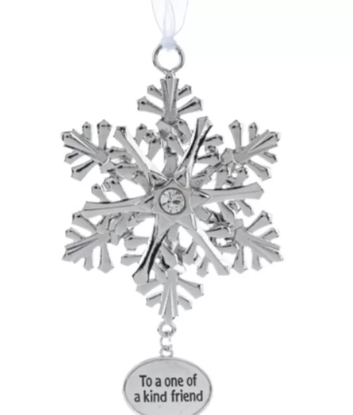 Cheap Zinc Snowflake Ornament With Message For Friends Family & Friends